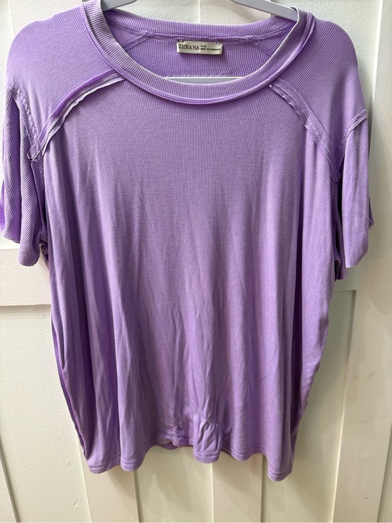 Zenana Outfitters Tops - Zenana Outfitters Lavender Ribbed Short Sleeve Tee